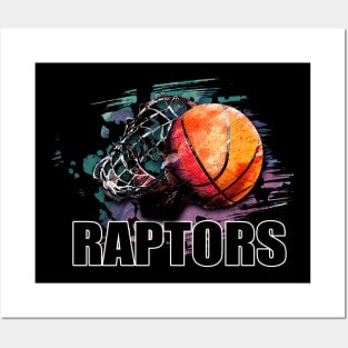 Retro Pattern Raptors Basketball Classic Style Posters and Art
